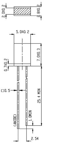 Everlight Opto 514UYD LED bedrahtet Gelb Rechteckig 2 x 5mm 2.3 mcd 180° 10mA 2V von Everlight Opto