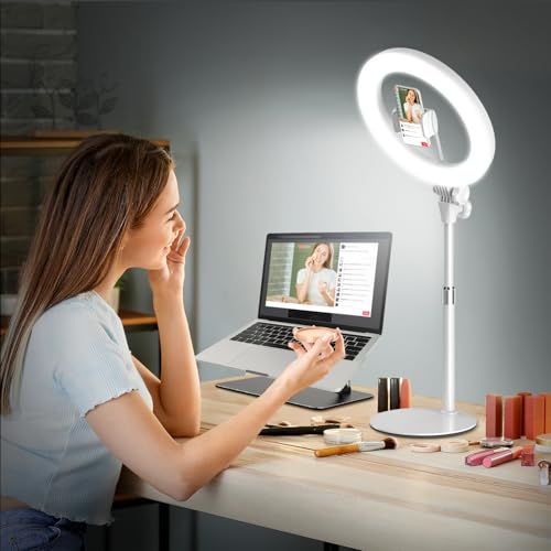 Evershop Ringlicht mit Stativ Ringleuchte Streaming Videokonferenz Licht Tisch, 10.5” LED Ring Light mit Handy Stativ 3 Lichtfarben+10 Helligkeiten 360°Drehbar Lichtring Beleuchtung Tiktok YouTube Evershop Ringlicht mit Stativ Ringleuchte Streaming Videokonferenz Licht Tisch, 10.5” LED Ring Light mit Handy Stativ 3 Lichtfarben+10 Helligkeiten 360°Drehbar Lichtring Beleuchtung Tiktok YouTube von Evershop