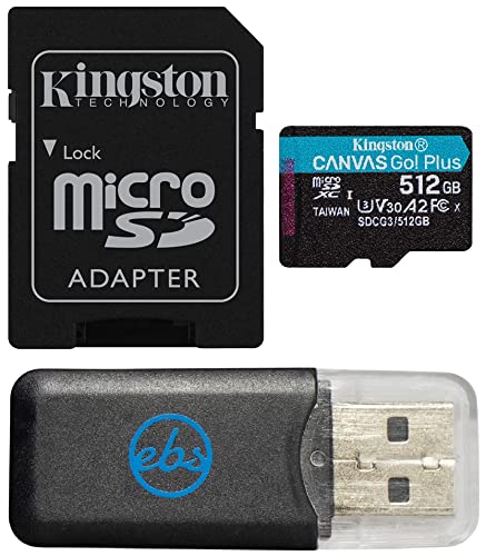 Kingston Canvas Go Plus 512 GB UHSI Speed Grade 3 MicroSDKarte funktioniert mit DJI Mini 3 Pro, Avata Drohne, DJI RCRC Pro (SDCG3512 GB) Bundle mit 1 Alles, aber Stromboli Micro SDXC von Everything But Stromboli