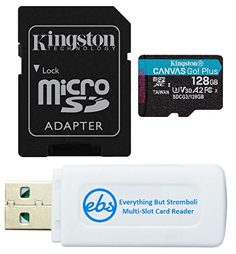 Kingston MicroSD Canvas Go Plus-Speicherkarte (128 GB, kompatibel mit GoPro Hero12 Black, Hero 11, Hero 11 Mini, Hero 10 Black Bone (SDCG3/128 GB) Bundle mit (1) Everything But Stromboli von Everything But Stromboli