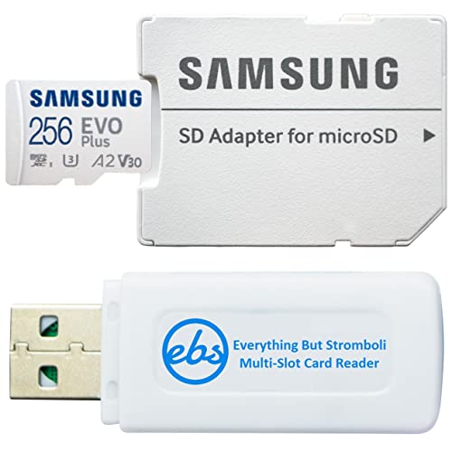 Samsung-256 GB EVO Plus MicroSD-Speicherkarte für Lenovo Tab P12 Pro, Yoga Tab 11 (MB-MC256KA) Klasse 10, 4K UHS-1 A2 V30 U3 Bundle mit (1) Everything But Stromboli MicroSD & SDXC-Kartenleser von Everything But Stromboli