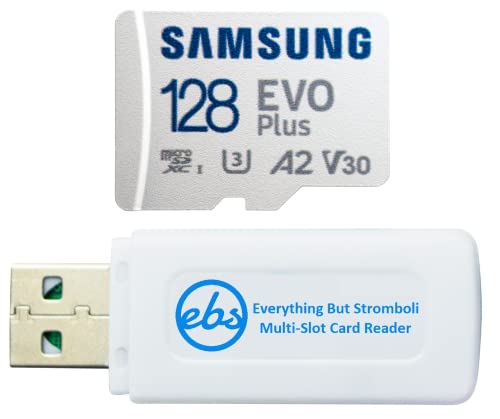 Samsung-Evo Plus, MicroSDXC-SD-Karte, 128 GB, funktioniert mit GoPro Hero 12 Actioncam (MB-MC128KA) C10 U3 A2 4K Bundle mit (1) Everything But Stromboli MicroSD-Kartenleser von Everything But Stromboli