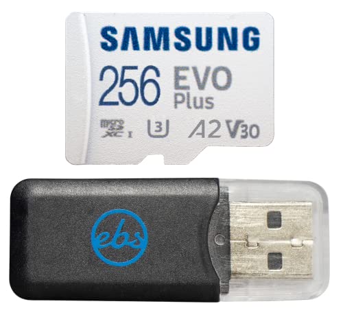 Samsung MicroSD 256GB EVO Plus UHS-I Speicherkarte funktioniert mit Samsung Galaxy A04s, Galaxy A04 Smartphones (MB-MC256KA) U3 C10 4K A2 V30 Bundle mit 1 Alles außer Stromboli MicroSDXC Karte Leser von Everything But Stromboli