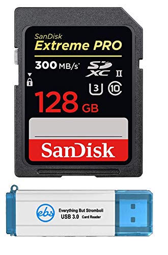 SanDisk Extreme PRO SDXC UHS-II Speicherkarte, 128 GB, funktioniert mit Sony Alpha 9 III spiegelloser Kamera (SDSDXDK-128G-GN4IN) V90 U3 Class 10 Bundle mit 1 Everything But Stromboli 3.0 Micro- und von Everything But Stromboli