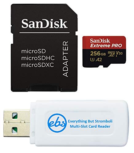 SanDisk Extreme Pro MicroSDXC 256 GB Speicherkarte funktioniert mit GoPro Action-Kamera Hero 12 Schwarz (SDSQXCD-256G-GN6MA) Bundle mit 1 Everything But Stromboli MicroSD & SD-Kartenleser von Everything But Stromboli