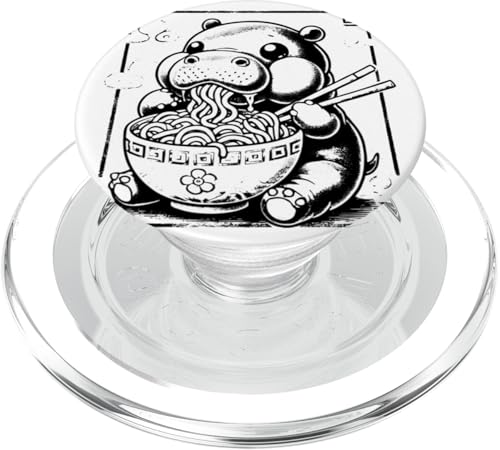Hippo Eating Ramen Nudeln Japanisch Ukiyo-e Stil PopSockets PopGrip für MagSafe von Everything Is Currency