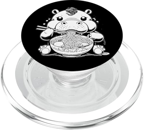 Niedliches Nilpferd isst Ramen-Nudeln im Ukiyo-e-Stil PopSockets PopGrip für MagSafe von Everything Is Currency