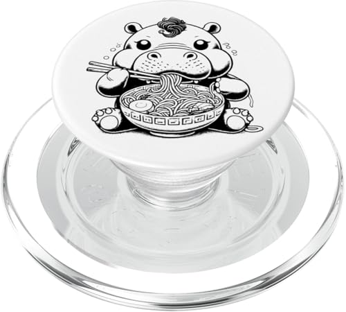 Niedliches Nilpferd isst Ramen-Nudeln im Ukiyo-e-Stil PopSockets PopGrip für MagSafe von Everything Is Currency