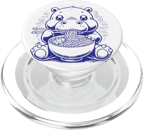 Niedliches Nilpferd isst Ramen-Nudeln im Ukiyo-e-Stil PopSockets PopGrip für MagSafe von Everything Is Currency