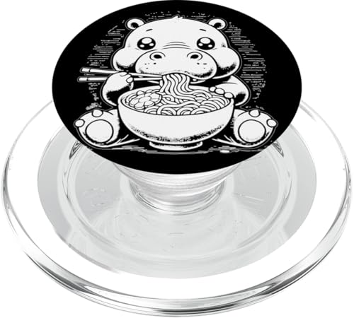 Niedliches Nilpferd isst Ramen-Nudeln im Ukiyo-e-Stil PopSockets PopGrip für MagSafe von Everything Is Currency