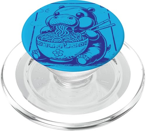 Niedliches Nilpferd isst Ramen-Nudeln im Ukiyo-e-Stil PopSockets PopGrip für MagSafe von Everything Is Currency