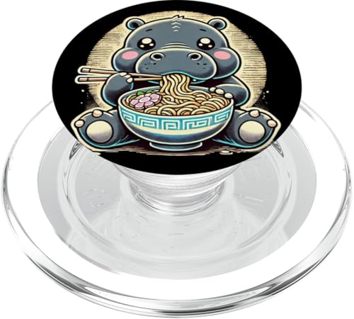 Niedliches Nilpferd isst Ramen-Nudeln im Ukiyo-e-Stil PopSockets PopGrip für MagSafe von Everything Is Currency