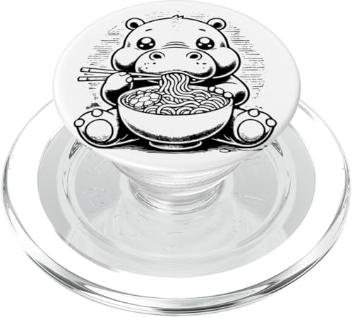 Niedliches Nilpferd isst Ramen-Nudeln im Ukiyo-e-Stil PopSockets PopGrip für MagSafe von Everything Is Currency