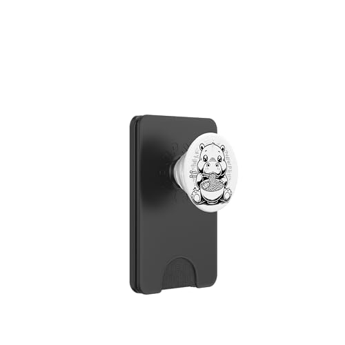 Niedliches Nilpferd isst Ramen-Nudeln im Ukiyo-e-Stil PopSockets PopWallet für MagSafe von Everything Is Currency