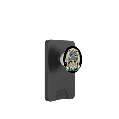 Niedliches Nilpferd isst Ramen-Nudeln im Ukiyo-e-Stil PopSockets PopWallet für MagSafe von Everything Is Currency