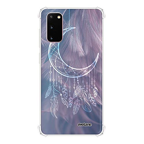 Evetane 156659 Schutzhülle für Samsung Galaxy S20, Silikon, Ecken, stoßfest, kompletter Schutz, transparent, Mond, Traumfänger, Motiv Trendige Schrift von Evetane