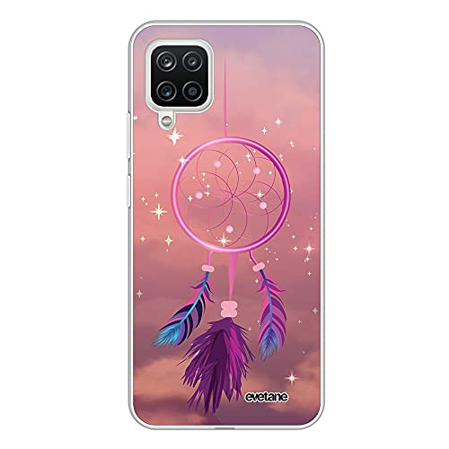 Evetane Hülle Kompatibel mit Samsung Galaxy A12 360 Full Cover Vorne Hinten Resistent Slim Schutz Solide Hülle Transparent Traumfänger Rosa Mode Muster von Evetane