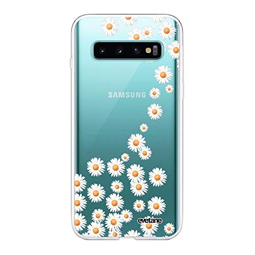 Evetane Hülle Kompatibel mit Samsung Galaxy S10 Plus 360 Full Front Back Cover Durable Slim Protection Case Transparent Daisy Pattern Trendy 149285 von Evetane