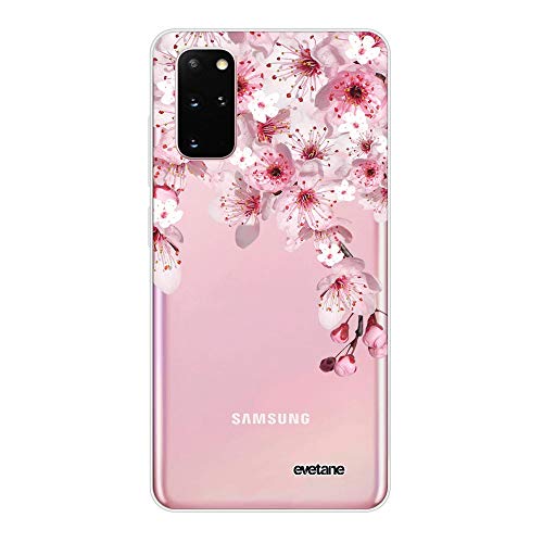 Evetane Hülle Kompatibel mit Samsung Galaxy S20 Plus 360 Full Cover Vorne Hinten Resistent Schlanker Schutz Transparent Kirschblüte Modedesign von Evetane