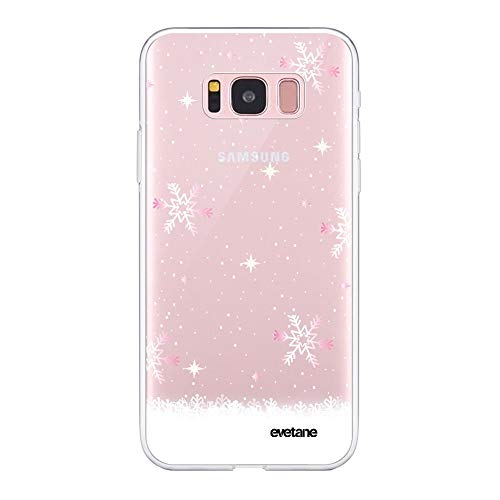 Evetane Hülle Kompatibel mit Samsung Galaxy S8 360 Full Cover Front Back Resistant Slim Protection Solid Case Transparent Snowflake Fall Fashion Pattern von Evetane