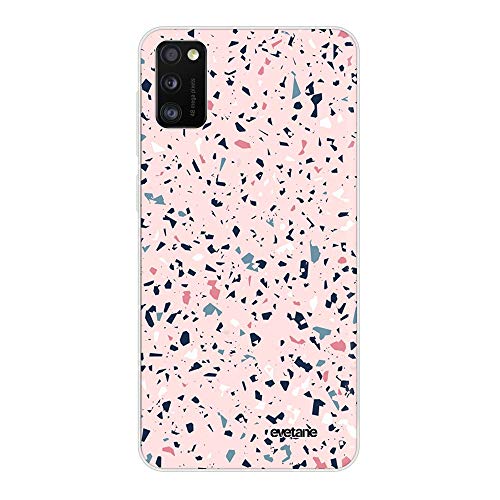 Evetane Hülle kompatibel mit Samsung Galaxy A41 360 Full Front Back Resistant Slim Protective Transparent Terrazzo Pink Fashion Design von Evetane