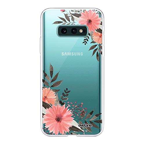 Evetane Schutzhülle für Samsung Galaxy S10e 360, komplett mit Rückseitenschutz, robust, transparent, mit rosa Blumen von Evetane