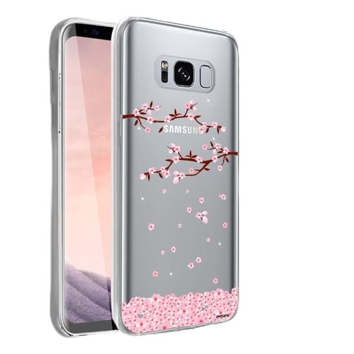Evetane Schutzhülle kompatibel mit Samsung Galaxy S8 360, komplett, Schutzhülle für Vorder- und Rückseite, robust, dünn, robust, transparent, Motiv: Blumen von Evetane