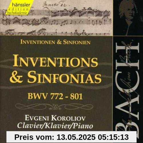 Edition Bachakademie Vol. 106 (Inventionen und Sinfonien Bwv 772-801) von Evgeni Koroliov