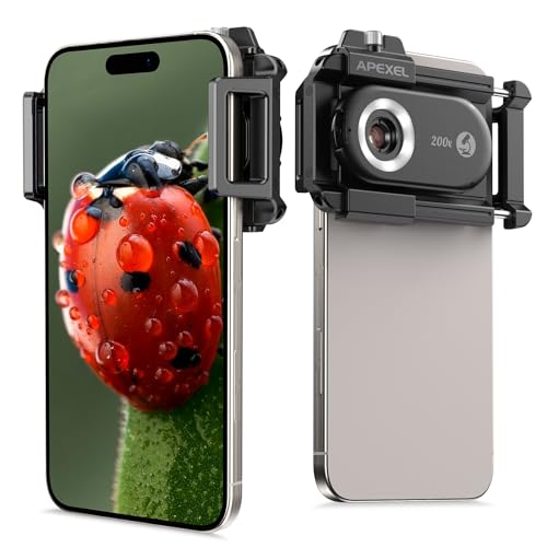 200x Handy-Mikroskop linse mit CPL,Handy-Mikroskoplinse mit LED UV-Licht/Universal-Clip, praktisches Mini-Mikroskop für Android/iPhone von Evil eye