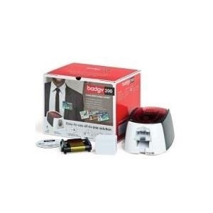Evolis Badgy200, einseitig, 12 Punkte/mm (300dpi), USB Kartendrucker, einseitig, Thermotransfer (Farbsublimation, 4-Farb, monochrom), Auflösung: 12 Punkte/mm (300dpi), Geschwindigkeit (max.): 325 Karten/Stunde, USB, Kabel (USB), Netzteil, Netzkabel (EU), Design Software, 100 Karten, Farbband (B22U0000RS) von Evolis