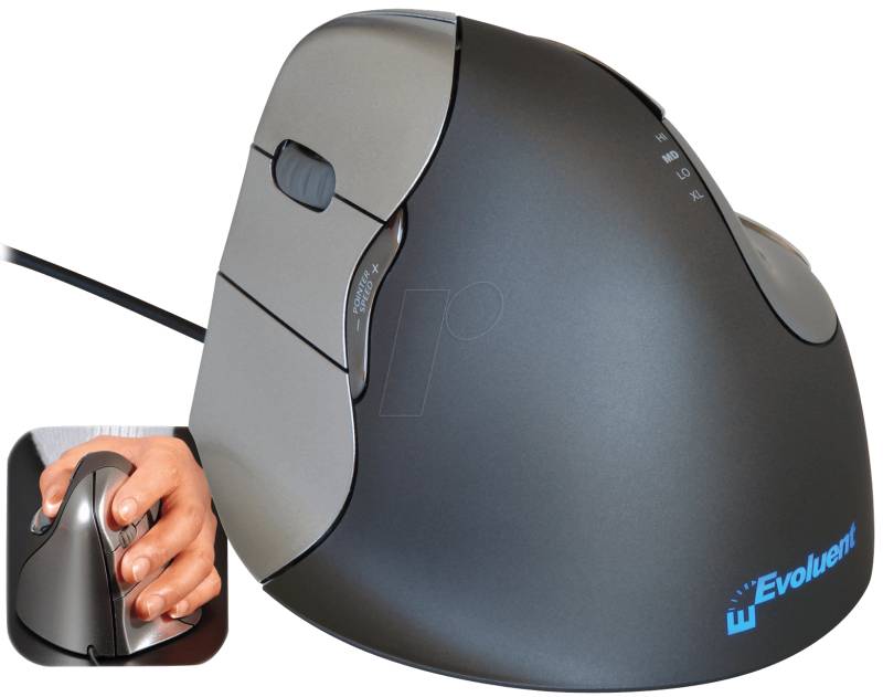 EVOLUENT VM4L - Maus (Mouse), Kabel, Laser, vertikal, Linkshänder von Evoluent