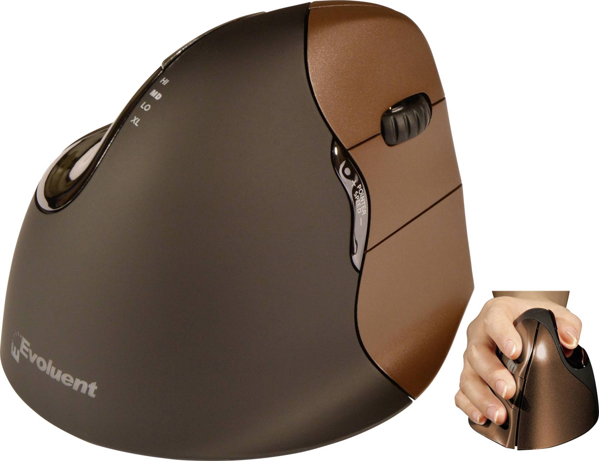 Evoluent Maus VerticalMouse 4 Small Drahtlos bl/brown USB retail Evoluent Maus VerticalMouse 4 Small Drahtlos bl/brown USB retail von Evoluent