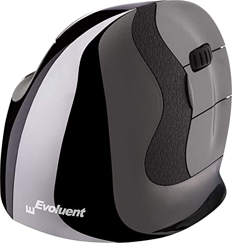 Evoluent VMDL VerticalMouse D Große rechte ergonomische Maus mit kabellosem USB-Anschluss VMDLW, Schwarz, Silber, Grau von Evoluent