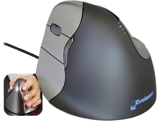 Evoluent Vertical Mouse 4 VM4L Ergonomische Maus USB Optisch Grau, Silber 6 Tasten 2800 dpi Ergonomi von Evoluent