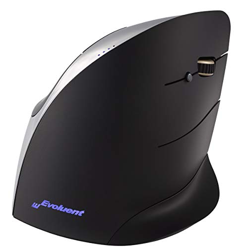 Evoluent Vertical Mouse Corded Right Hand Kabelgebunden Ergonomische Maus Optisch Ergonomisch Schwa VMCR, Schwarz, Silber von Evoluent