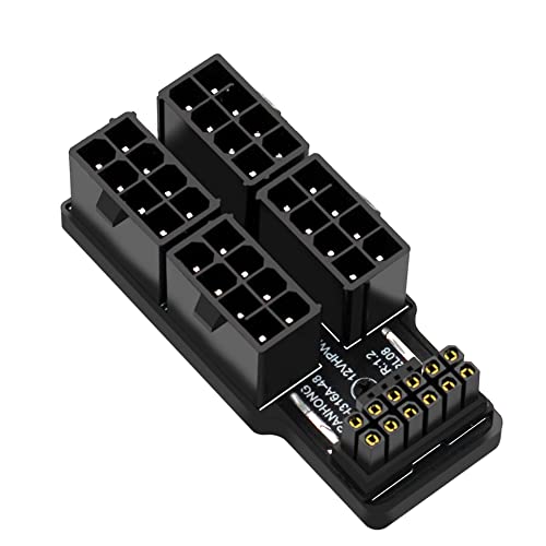 Evvmnaks 4X8Pin 40 Series Grafikkarte ATX3.0 12VHPWR 12+4P 600W 180 Grad Stromwandler für 4080 4090 Grafikkarte Schwarz von Evvmnaks