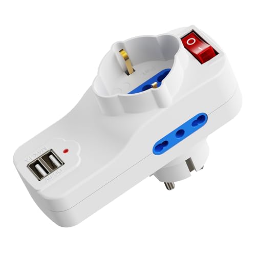 Ewent Dreifachstecker mit USB Steckdose, Mehrfachsteckdose mit 2 USB, Steckdosenadapter mit 1 Schuko- und 2 Steckdosen 10A/16A, Steckdosenverteiler 1500W, Netzteil Steckdosen mit EIN/Aus-Schalter Ewent Dreifachstecker mit USB Steckdose, Mehrfachsteckdose mit 2 USB, Steckdosenadapter mit 1 Schuko- und 2 Steckdosen 10A/16A, Steckdosenverteiler 1500W, Netzteil Steckdosen mit EIN/Aus-Schalter von Ewent