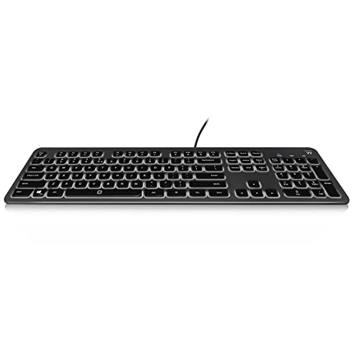 Ewent EW3268 Tastatur mit LED-Hintergrundbeleuchtung, USB-Kabel, Standardgröße, großer Druck, italienisches QWERTY-Layout, schwarz/grau von Ewent