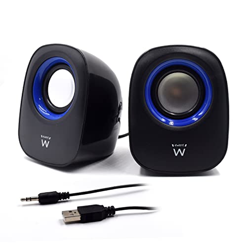 Ewent EW3501 - Audio System 2.0 Lautsprecher Stereolautsprecher, Stromversorgung über USB, Schwarz/Blau von Ewent
