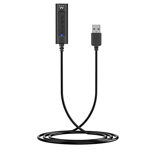 Ewent EW3569 Externe USB-Soundkarte für Kopfhörer|USB-Audio-Adapter für 3,5-mm-Klinkenstecker|USB-Fernbedienung für 3,5-mm-Kopfhörer|Kompatibel mit Windows,Mac OS,Linux,Lautsprechern|Schwarz von Ewent