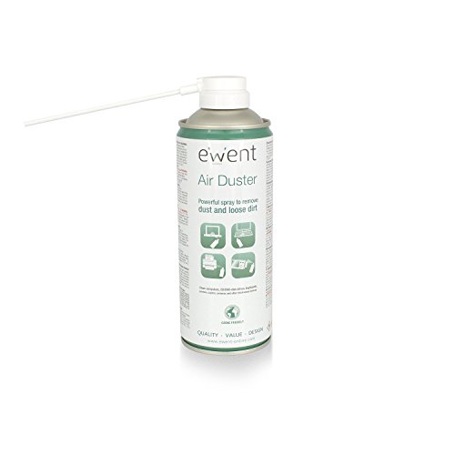 Ewent EW5601 Druckluft-Sprühdose, Dose mit langem Strohhalm, um alle Ritzen zu erreichen, ideal zur Reinigung und Hygiene von PCs, Tastaturen, Druckern, Handys und Zubehör – 400 ml von Ewent