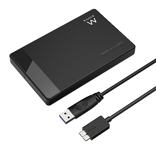 Ewent Festplattengehäuse 2,5 Zoll,USB Typ A und Typ B 3.2(Gen1) bis zu 5Gbit/s,Externes Festplattengehäuse,SATA III/UASP-Gehäuse,9,5mm und 7mm ABS SSD HDD Gehäuse,Werkzeugfrei/ohne Schrauben,Schwarz von Ewent