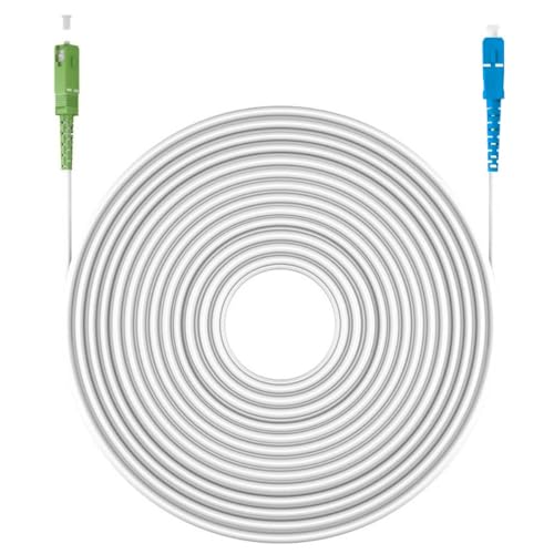 Ewent Glasfaserkabel SC/APC auf SC/APC Simplex Singlemode 9/125, Kompatibel mit Glasfaser bis in die Wohnung (FTTH, Fiber to the Home) Weiß/Grün - Weiß/Blau 10Meter von Ewent