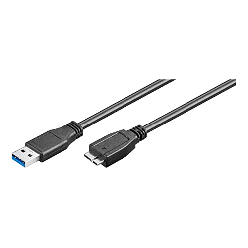 Ewent Kabel USB 3.0 Typ A/Stecker auf A/Micro, doppelt geschirmt AWG 28 in Kupfer, Übertragungsrate bis zu 5 GMbit, Schwarz 1.00 m schwarz von Ewent
