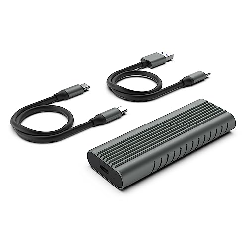 Ewent M.2 NVMe/PCIe SSD Gehäuse USB C und USB A 3.2 Gen2 bis zu 10Gbps UASP, Externes Gehäuse für Festplattengehäuse 80mm 2TB M/M&B Key, SSD 2230/2242/2260/2280, Aluminium, Schwarz von Ewent