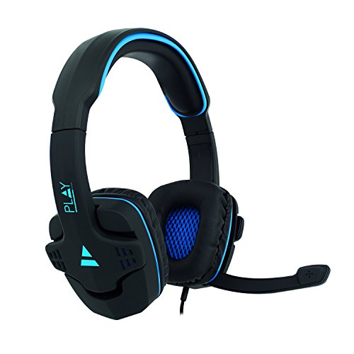 Ewent-Play PL3320|Gaming Headset mit Stereo Surround Mikrofon|3.5 mm Klinkenadapter|1.5 M langes Kabel|Gaming Headset für PS4-PS5/Xbox One-Xbox X/Switch/PC/Mac/Laptop/Tablet/iPhone/iPad - Schwarz,Blau von Ewent