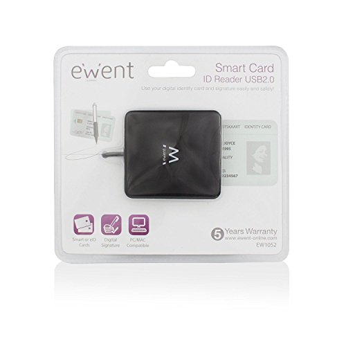 Ewent Smart Card Reader - Karten- und ID-Kartenleser - USB-Anschluss - Kompatibel mit PC/SC und WHQL, Schwarz von Ewent