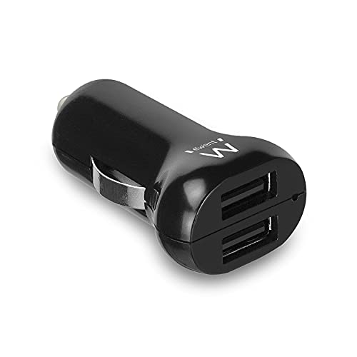 Ewent USB-Autoladegerät, 2 Anschlüsse, 2,4A, schwarz von Ewent