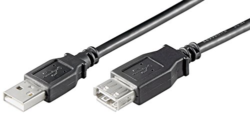 Ewent USB-Kabel 2.0 Typ A/männlich zu A/weiblich, AWG 28 doppelt abgeschirmt, Kupfer, Übertragungsrate bis zu 480 Mbit, Kabellänge 0,5 m, Schwarz von Ewent