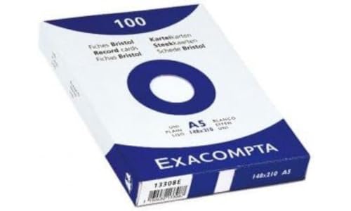 Exacompta 10828SE Karteikarten (Packung mit 100, 250g, in Folie eingeschweißt, DIN A5, 14,8 x 21 cm, liniert, ideal für die Schule) 1er Pack gelb von Exacompta